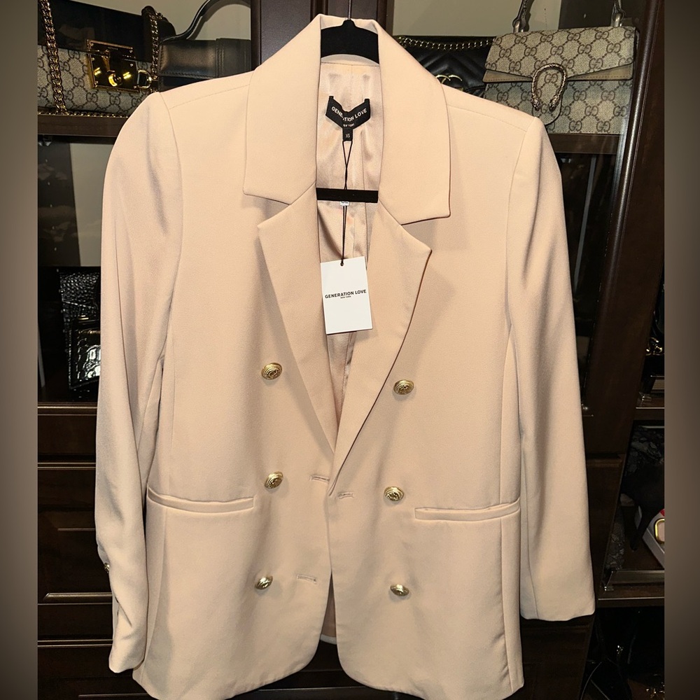 Generation Love Beige Blazer with Gold Buttons